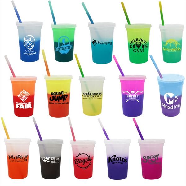 DA70922 22 oz. Mood Stadium Cup with Straw Lid Set and Custom Imprint